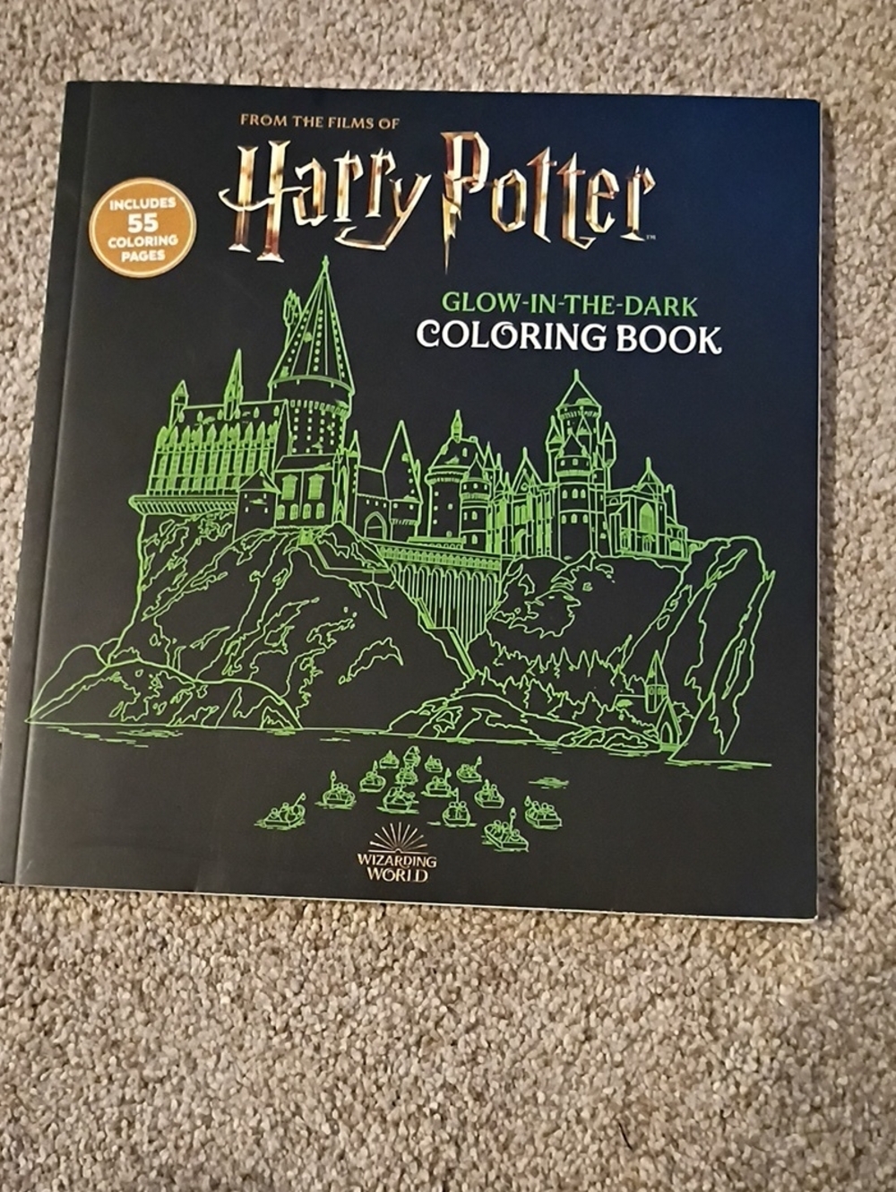 Harry Potter Glow-In-The-Dark Coloring Book - Black & Neon Green
